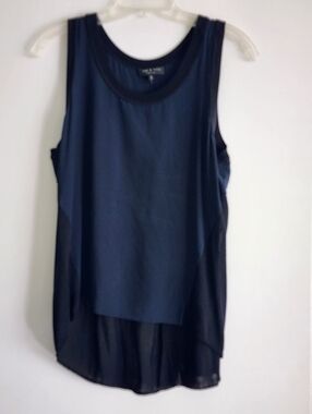 RAG & BONE | Sora Sleeveless Layered Tank Top | Navy and Black | Size Medium